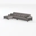 VECELO Convertible Sectional Sofa, Modern Linen Fa Left 45 Degree View