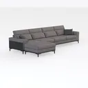 VECELO Convertible Sectional Sofa, Modern Linen Fa Right 45 Degree View