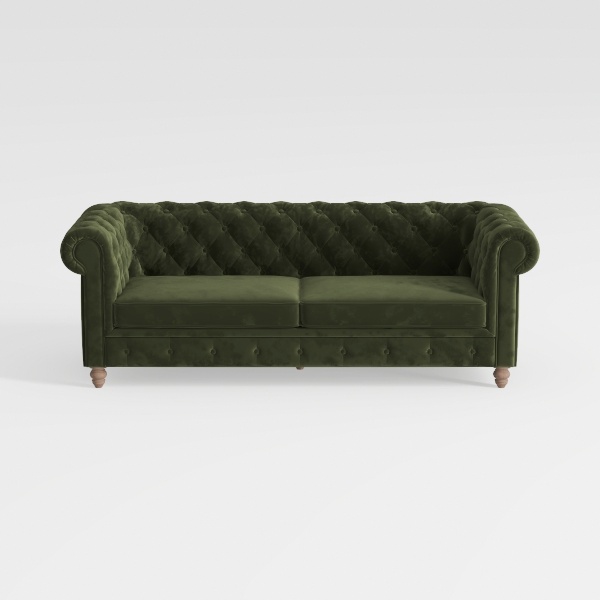 Chesterfield Velvet Sofa, Mid Century Modern Couch
