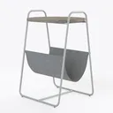 Minimalist Solid Wood Metal Fabric Side Table With Storage Pocket 3D Model Right 45 Degree View