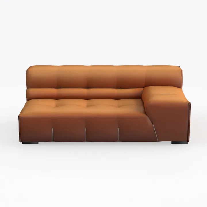 Modern Brown Leather Tufted L Shape Sectional Sofa 3D Model