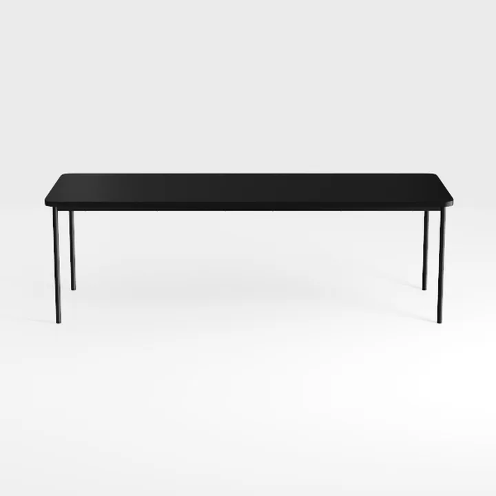 Minimalist Black Metal Wood Dining Table 3D Model