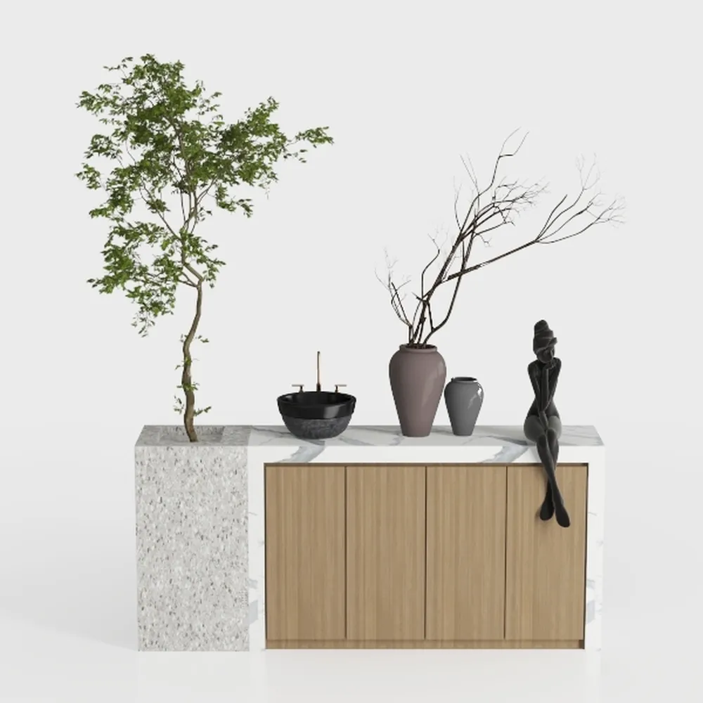 Fluted Sideboard Buffet Cabinet with Storage, 