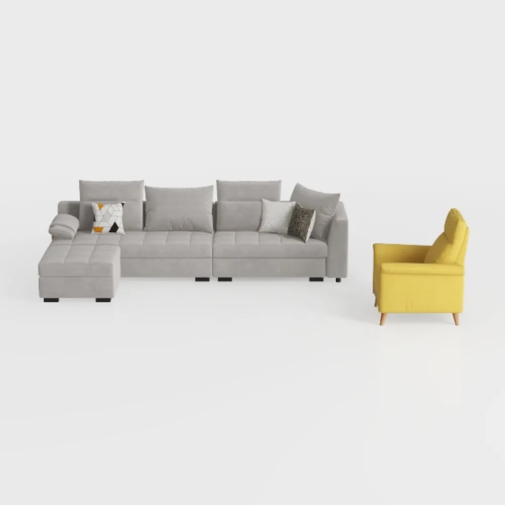 Modular Sectional Sofa with Movable Ottoman, 3