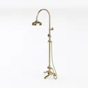 Vintage Brass Wall Mounted Bathroom Shower System 3D Model Left 45 Degree View