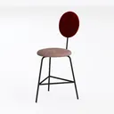 Modern Two Tone Velvet Metal Counter Stool 3D Model Left 45 Degree View