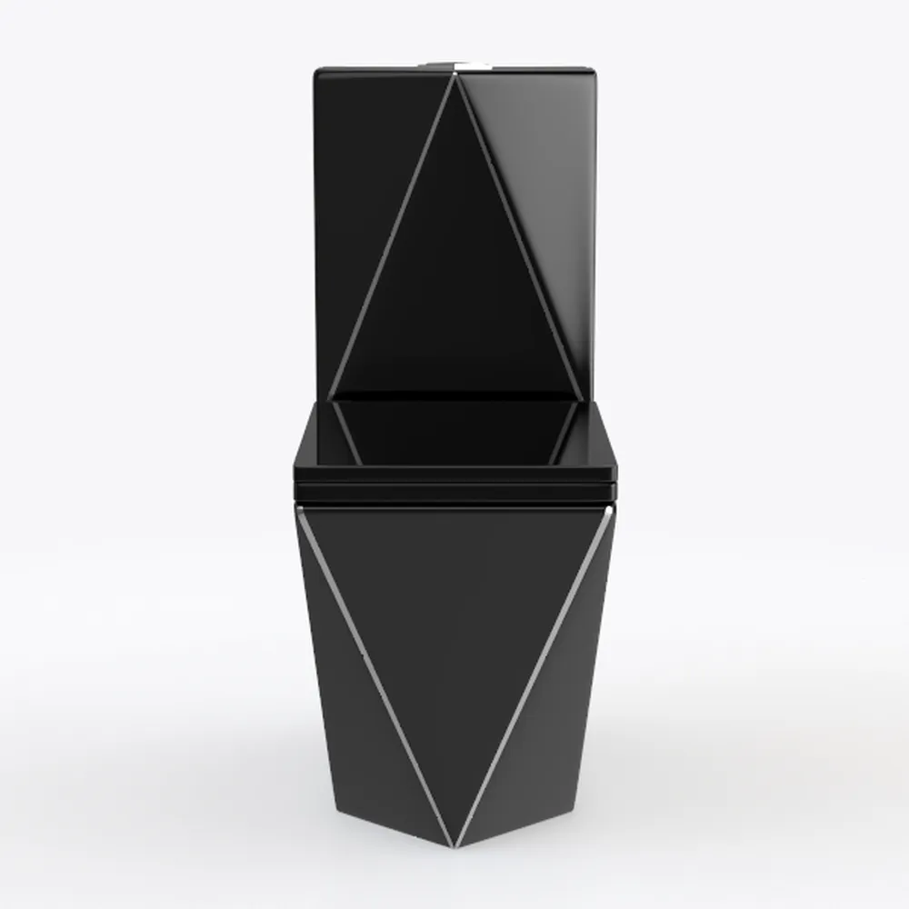 WinZo Square One Piece Toilet Black With Gold