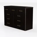 Modern Black Solid Wood Gold Accent 10 Drawer Dresser 3D Model Left 45 Degree View