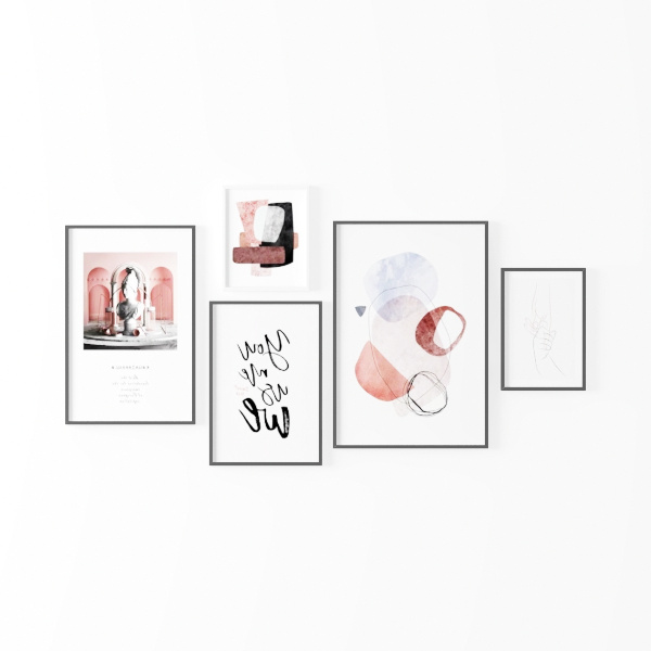 LARKINROAD 3 Pink Bow and Cherry Decor Posters