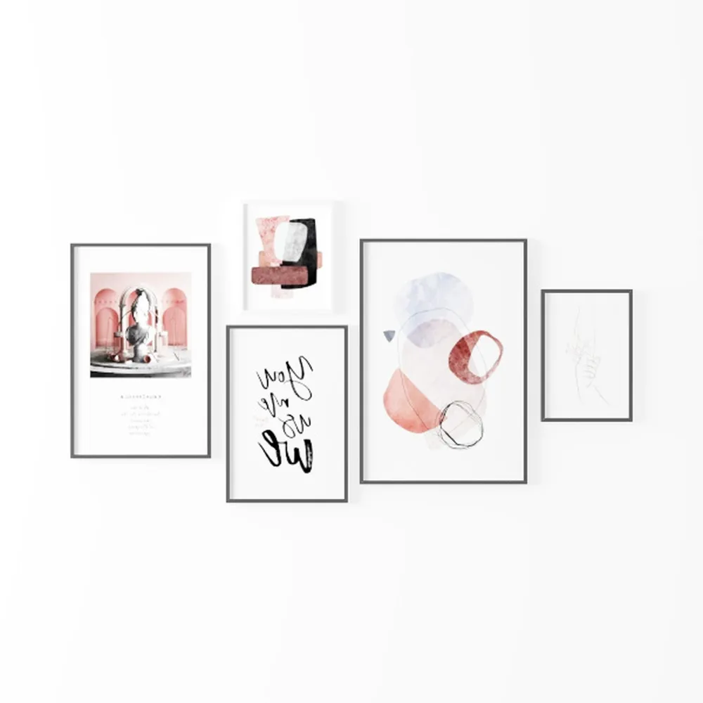 LARKINROAD 3 Pink Bow and Cherry Decor Posters