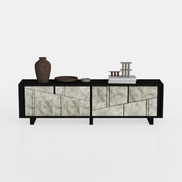 60&quot; Mid Century Sideboard Buffet Cabinet, 4 Doors