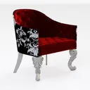 Luxury Vintage Red Velvet Tufted Barrel Armchair 3D Model Right 45 Degree View