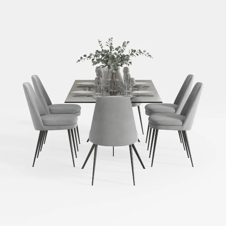 Slip Charlton Grey 5-Pcs Dining Set with Glass Top