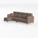 Modern Fabric L Shaped Sectional Sofa with Ottoman 3D Model Left 45 Degree View