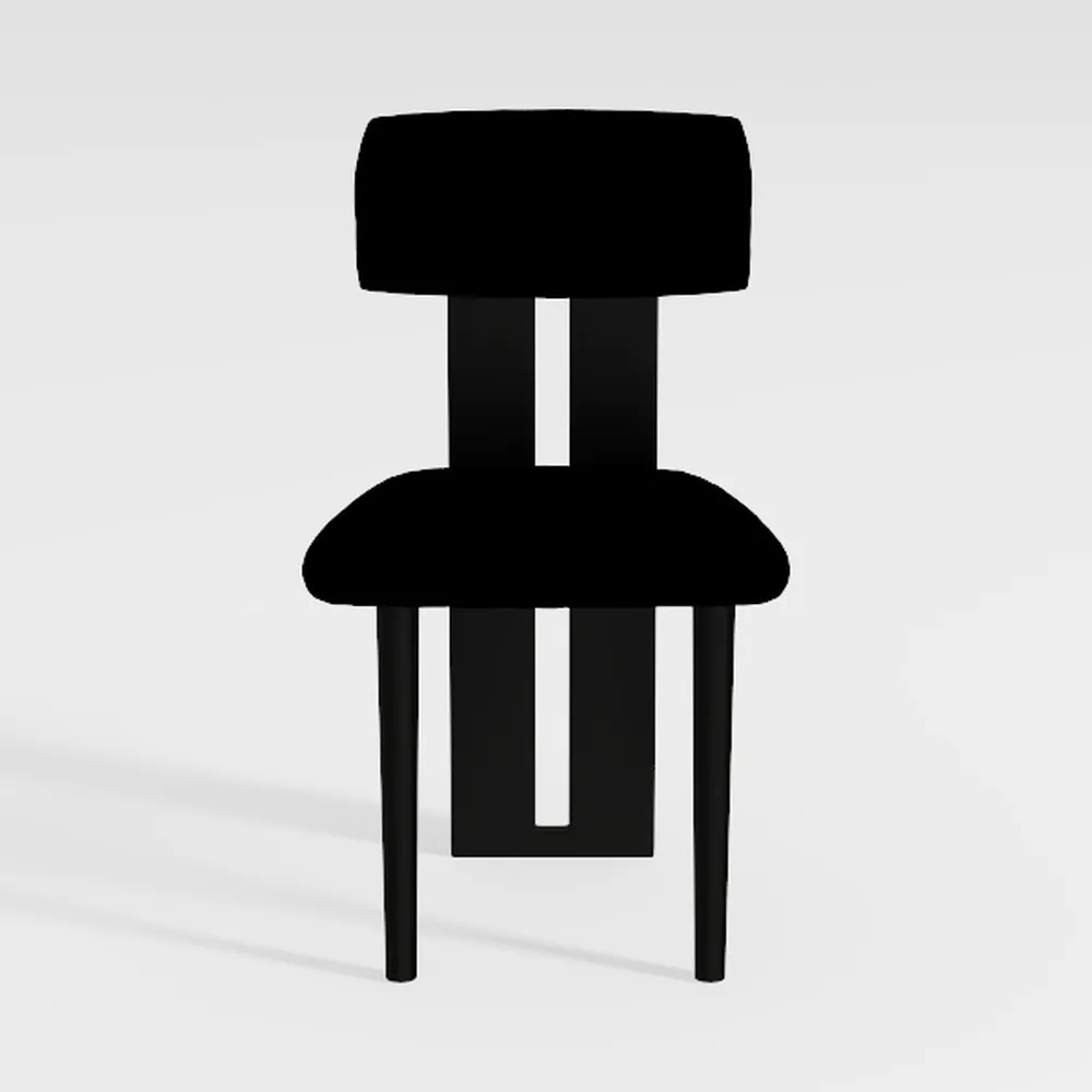 Black Upholstered Dining Chairs Set of 2, Boucle