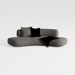 Minimalist Gray Fabric Curved Sectional Sofa 3D Model
