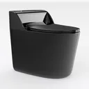 Minimalist Glossy Black Plastic Trash Can 3D Model Right 45 Degree View