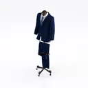 Modern Navy Wool Suit Display Stand 3D Model Right 45 Degree View