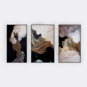 Modern Luxury Gold Abstract Wall Art Trios 3D Model