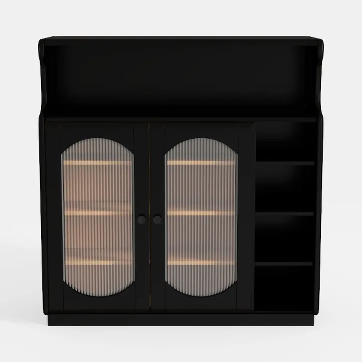 DUOMAY Hollow Display Cabinet with Glass Doors