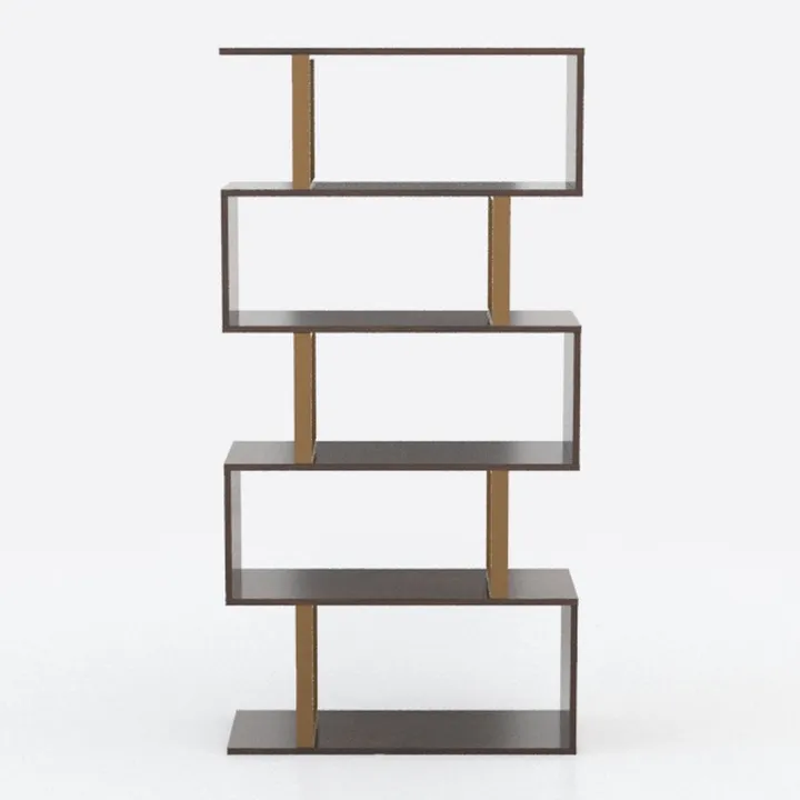 Yusong Geometric Bookcase, S Shaped Bookshelf 6