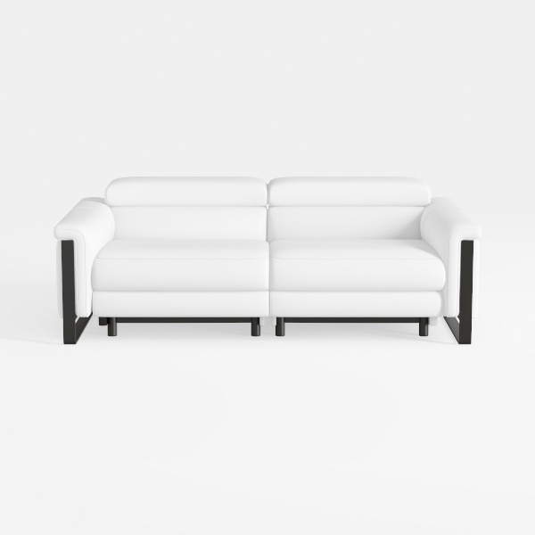 83 in. Italian Leather Reclining Sofa White