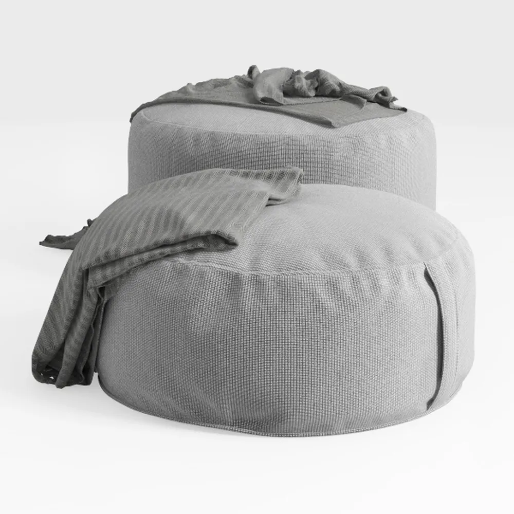 Marla Light Grey Noise Fabric Upholstered Ottoman 
