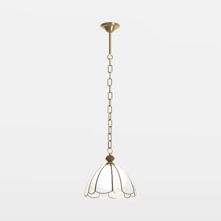 Vintage Brass Glass Pendant Lamp 3D Model