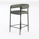 Minimalist Gray Fabric Black Metal Bar Stool 3D Model Left 45 Degree View