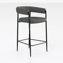 Minimalist Gray Fabric Black Metal Bar Stool 3D Model Right 45 Degree View