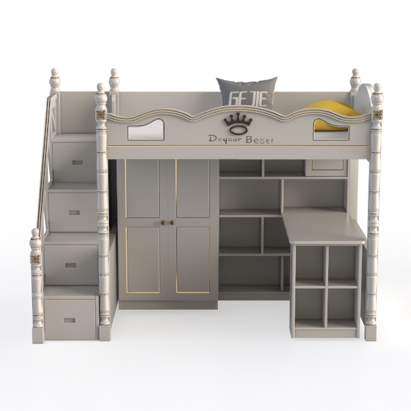 MERITLINE Twin Size Loft Bed with L-Shaped Desk,St