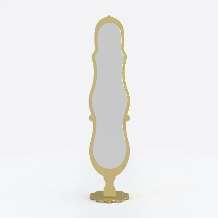 Vintage Brass Framed Tall Floor Standing Mirror 3D Model
