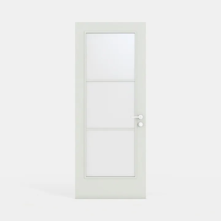 32" x 80" Pantry Door, 3 Lite Frosted Glass 