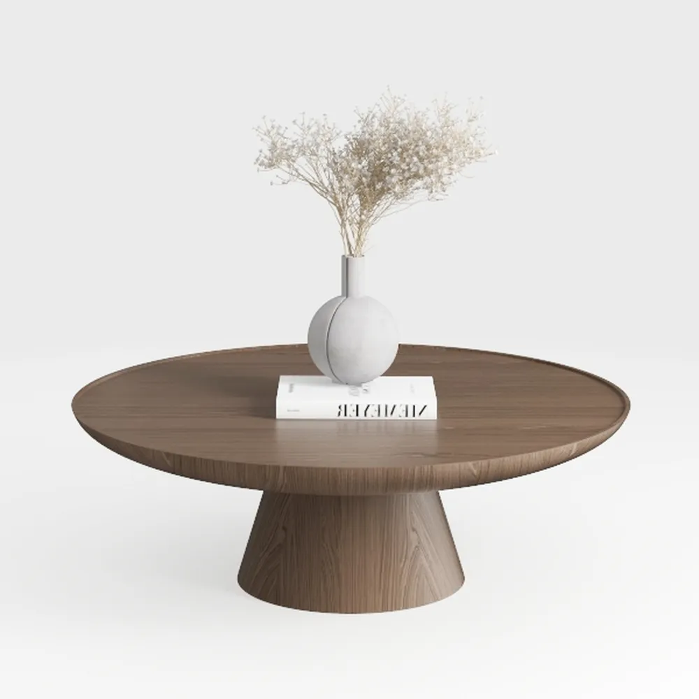 Round Wood Coffee Table for Living Room Modern Cir