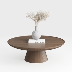 Round Wood Coffee Table for Living Room Modern Cir