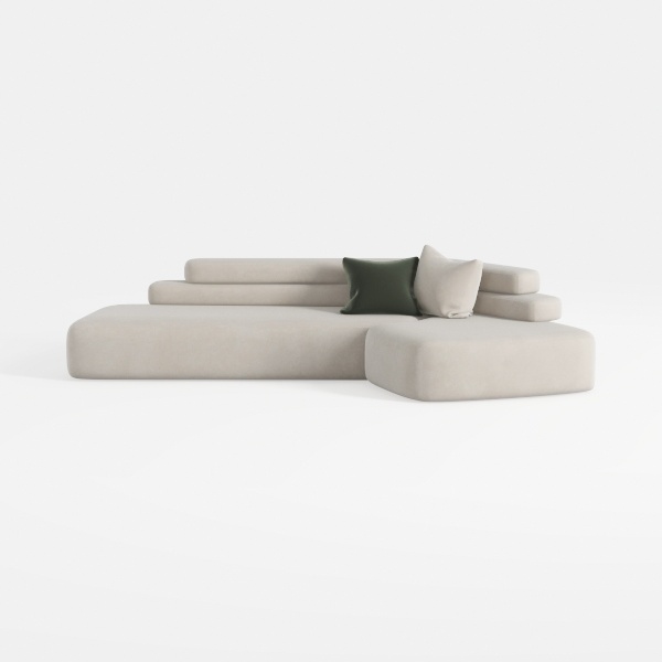 MELLCOM Modern Curved Boneless Sofa Couch,