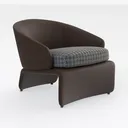Modern Two Tone Fabric Upholstered Accent Armchair 3D Model Right 45 Degree View