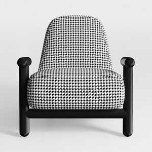 Modern Houndstooth Fabric Black Metal Armchair 3D Model