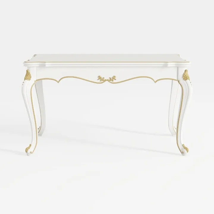 French Style White Gold Accent Dining Table 3D Model