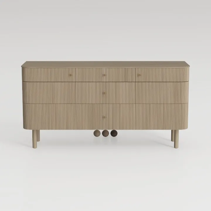 Minimalist Fluted Solid Wood Dresser Storage Cabinet 3D Model