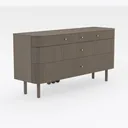 Minimalist Fluted Solid Wood Dresser Storage Cabinet 3D Model Right 45 Degree View