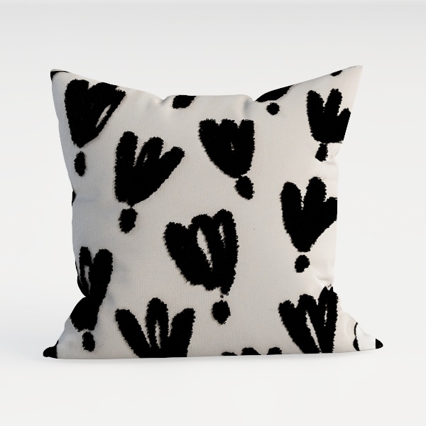 Floral Alphabet Throw Pillow Cover Letter M Flower