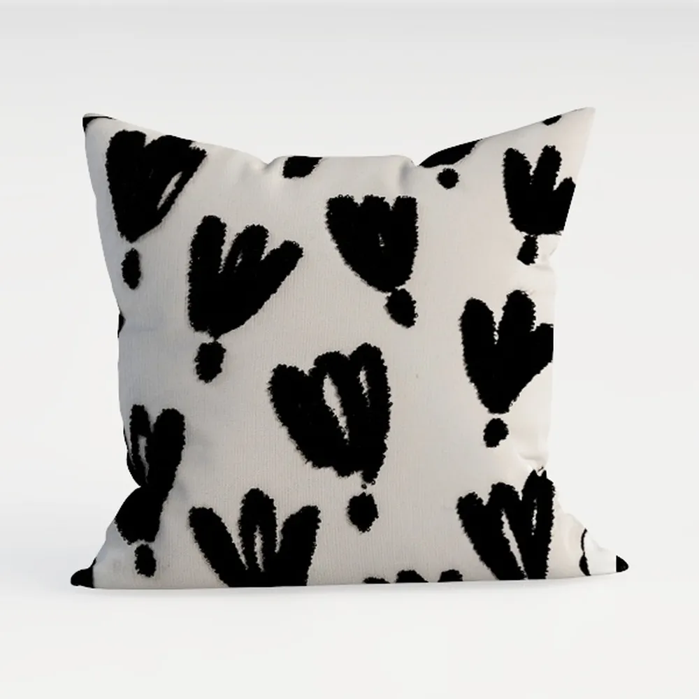 Floral Alphabet Throw Pillow Cover Letter M Flower
