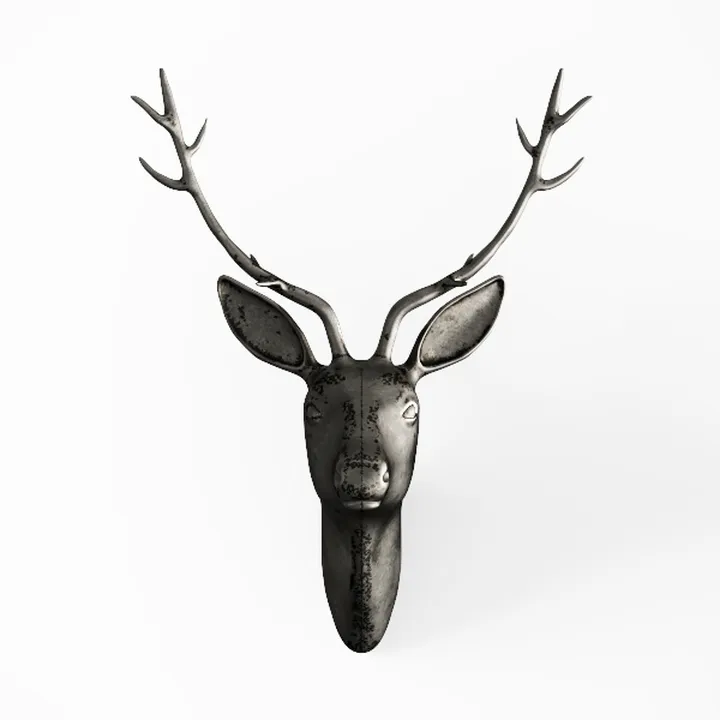 Vintage Metal Deer Head Wall Mount Decor 3D Model