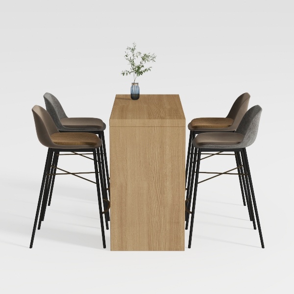 5-Piece Wood Rectangle Indoor Outdoor Bistro Set D