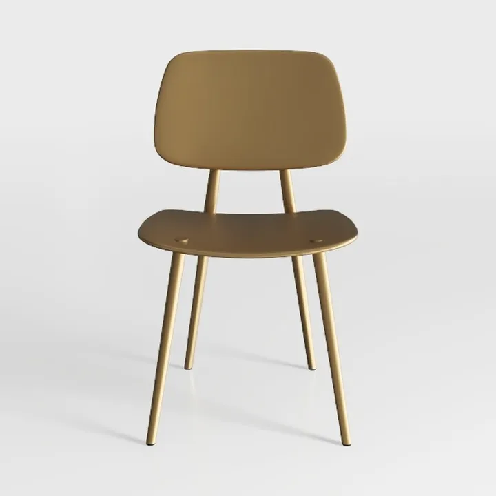 Minimalist Modern Metal Wooden Dining Chair 3D Model
