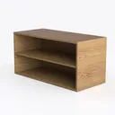 Minimalist Solid Oak Open Storage Bookshelf 3D Model Left 45 Degree View