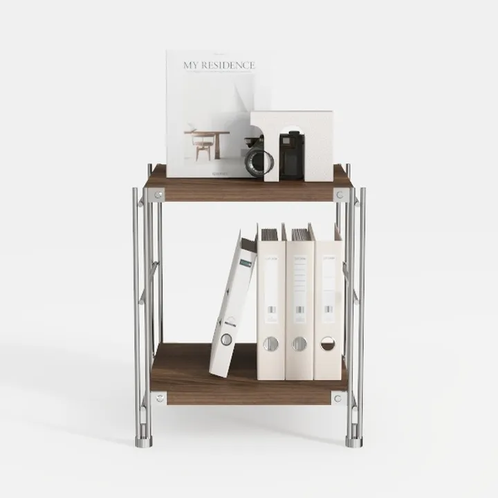 Modern Minimalist Metal Solid Wood Open Storage Shelf 3D Model