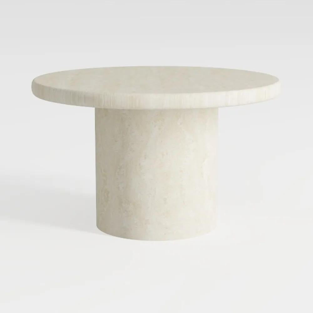 Caspian 25.8 in. in White Round Wood Concrete Coff