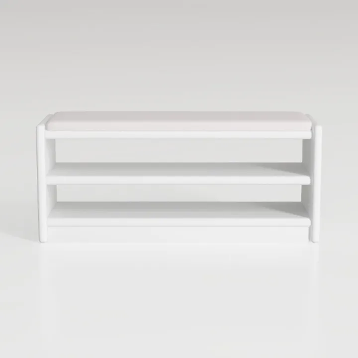 Whitmor Wood Stackable 2-Shelf Shoe Rack, White